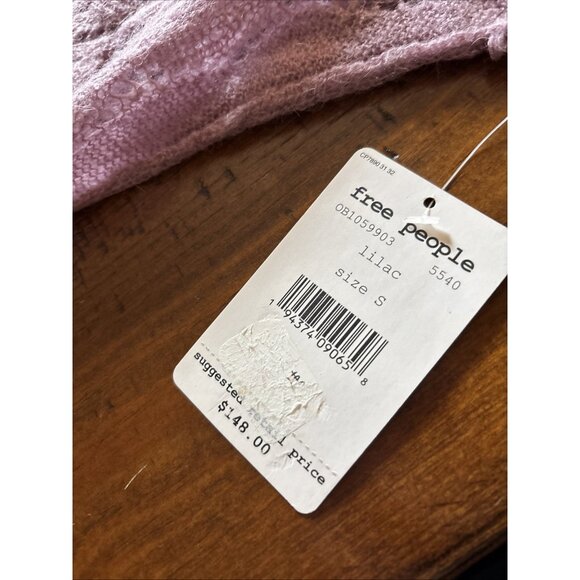 Free People Lofty Oversized V Neck Alpaca Blend Sweater Lilac Purple Women Small - Picture 5 of 7